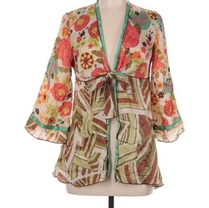 CAbi Silk Floral Kimono Top L